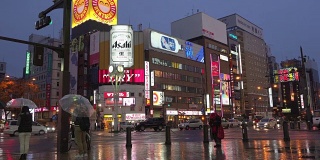 日本札幌市夜灯_4k