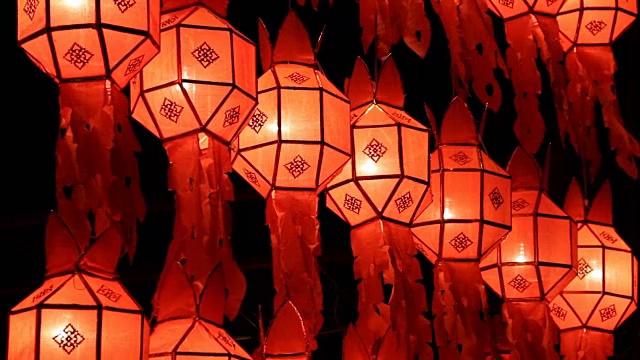 特写泰国灯笼在灯笼节，清迈，泰国