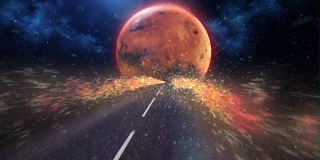 公路到火星。抽象的、超现实的天空