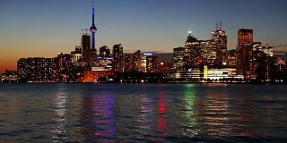 多伦多金融区城市夜景照明