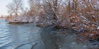 冬天的一天河水表面