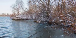 冬天的一天河水表面