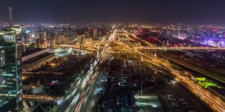 T/L WS HA PAN City Traffic and Road Junction (Sihui Bridge) in Beijing at Night