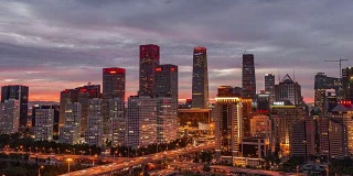 T/L MS HA PAN高架北京城市景观(白天与夜晚匹配)