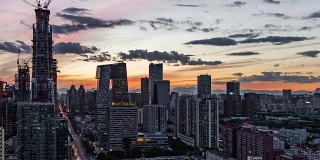 T/L MS HA PAN北京城市天际线和大型建筑工地(日夜匹配)