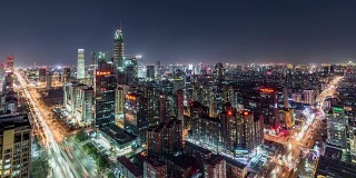 T/L WS HA ZI北京CBD和夜间交通/北京，中国