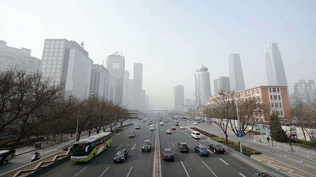 雾霾中的北京中央商务区