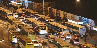公交交通拥堵鸟瞰图/北京，中国