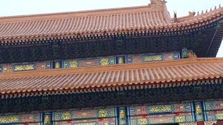 屋顶中式艺术，古宫，北京，中国。视频素材模板下载