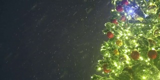 圣诞背景-圣诞树和夜雪