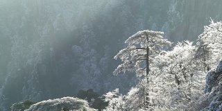黄山在冬天，中国。