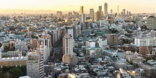 延时:从文京县鸟瞰东京城市景观和天际线