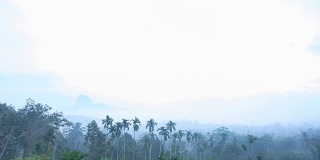 泰国有雾和云的山地景观。