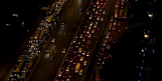 北京夜间交通堵塞鸟瞰图