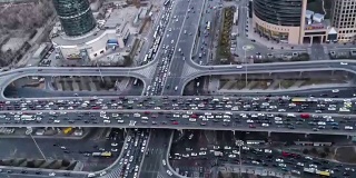 北京地铁WS HA TU，繁忙路口和交通堵塞鸟瞰图