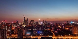 T/L WS HA PAN北京城市天际线黄昏到夜晚的过渡