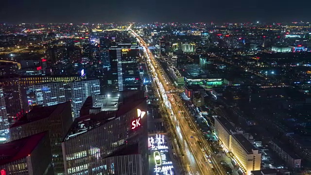 T/L WS HA PAN City Traffic of Chang 'An Avenue at Night / Beijing, China