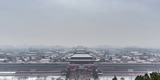 T/L WS HA TU图紫禁城，北京，中国，覆盖着一层薄薄的雪