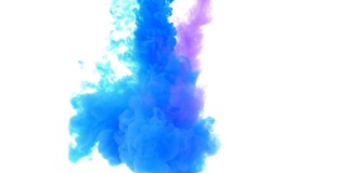 蓝色紫色墨水在水中