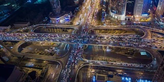 T/L WS HA鸟瞰拥挤的交通/北京，中国