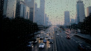 雨点在城市下雨视频素材模板下载