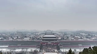 T/L WS HA ZI corner of the Forbidden City Covered with Thin Layer of Snow /中国北京视频素材模板下载