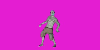 阿奇博尔德-跳舞僵尸角色动画在纯色背景