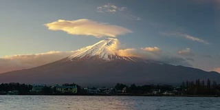 川口湖富士山的时间流逝