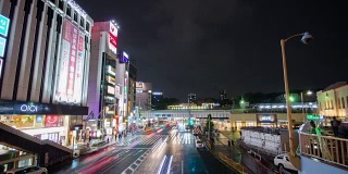 东京上野夜晚行人拥挤的时间流逝