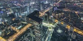 T/L WS HA PAN北京中央商务区夜间鸟瞰图