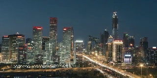 T/L WS HA PAN高角度北京天际线在晚上/北京，中国