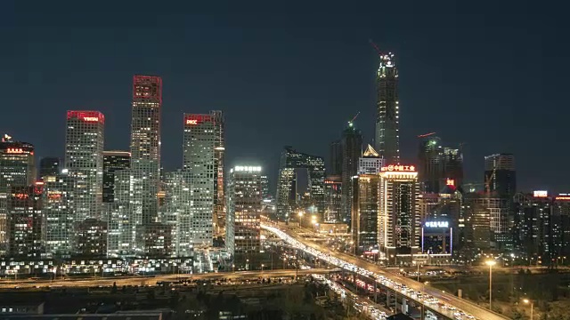 T/L WS HA ZI高角度北京天际线在晚上/北京，中国