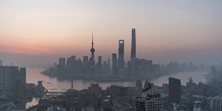 T/L WS HA ZO Shanghai Skyline at Dawn, Night to Day Transition /北京，中国