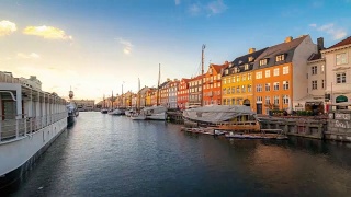 丹麦新港的哥本哈根延时视频素材模板下载