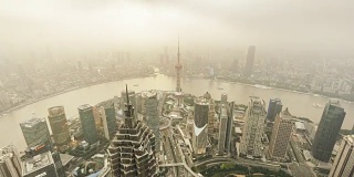T/L WS HA TU鸟瞰图上海天际线在日落/中国上海
