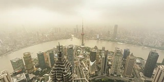 T/L WS HA ZO鸟瞰图上海地平线在日落/上海，中国