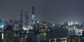 T/L WS HA ZO上海市中心，黑夜到黎明过渡/上海，中国