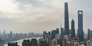 T/L WS HA PAN Elevated View of Shanghai Skyline / Shanghai, China