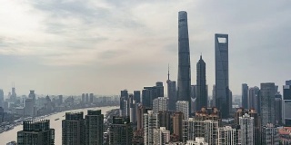 T/L WS HA ZI Elevated View of Shanghai Skyline /上海，中国