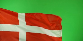 绿色屏幕上的丹麦国旗，真实视频，而不是CGI -超级慢动作(丹麦)