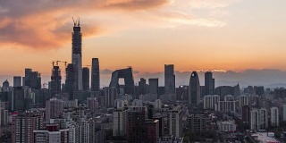 T/L WS HA TD Beijing Urban Skyline and CBD at Sunset /北京，中国