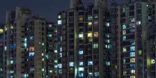 T/L MS HA TD Living Apartment, Residential Building at Night / Beijing, China