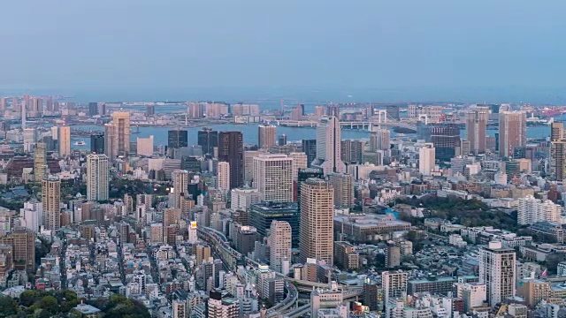 日落时分的日本东京，城市景观
