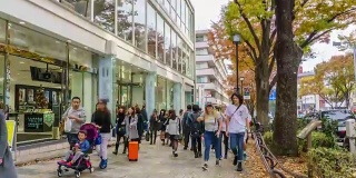 4K延时平移:日本东京原宿的行人拥挤不堪。