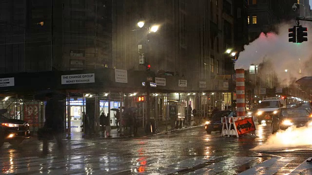 纽约市下雨的街景
