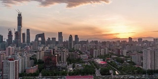 T/L WS HA PAN北京城市天际线和中央商务区，白天/北京，中国(白天与夜晚匹配)