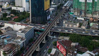 曼谷中央商务区白天黑夜的时光流逝视频素材模板下载