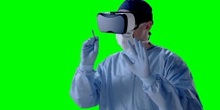 在医学研究中戴着虚拟现实眼镜的人
