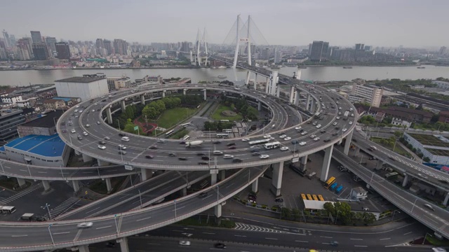 Nanpu bridge, day to night time lapse