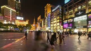 上海南京路夜景时光流逝视频素材模板下载